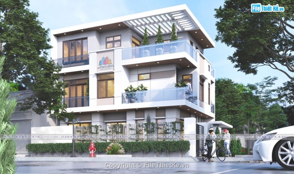 Nhà phố sketchup,nhà phố 3 tầng,Nhà phố file su,Nhà phố hiện đại